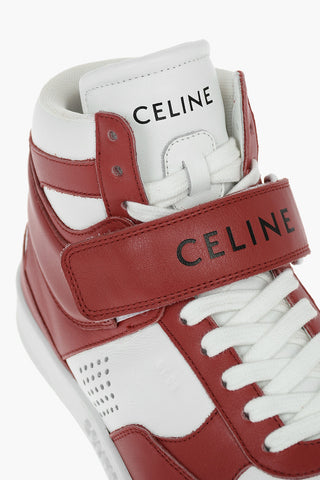 TRAINER Two-tone Leather High-top Sneakers with Lettering Logo