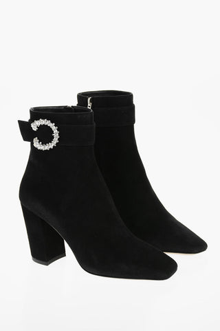 Tronchetti in Suede MYAN con Fibbia decorativa in Cristallo 9cm