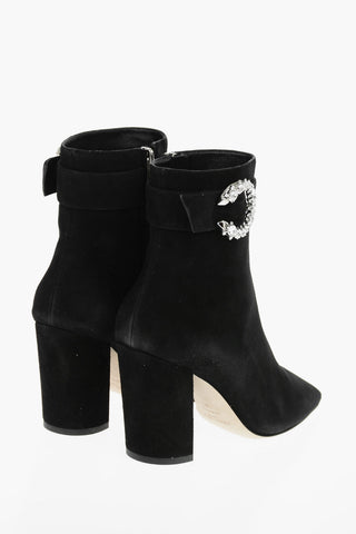 Tronchetti in Suede MYAN con Fibbia decorativa in Cristallo 9cm