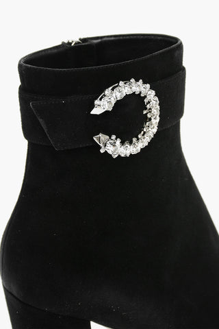Tronchetti in Suede MYAN con Fibbia decorativa in Cristallo 9cm
