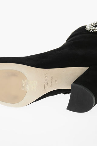 Tronchetti in Suede MYAN con Fibbia decorativa in Cristallo 9cm