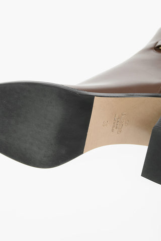 Leather Ankle Booties with Metal Logo Detail 7,5cm