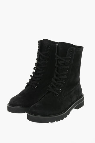 Suede Leather ANDE LIFT Lace-up Combat Boots