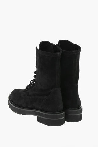 Suede Leather ANDE LIFT Lace-up Combat Boots