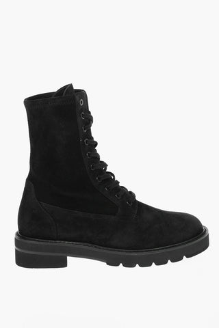 Suede Leather ANDE LIFT Lace-up Combat Boots