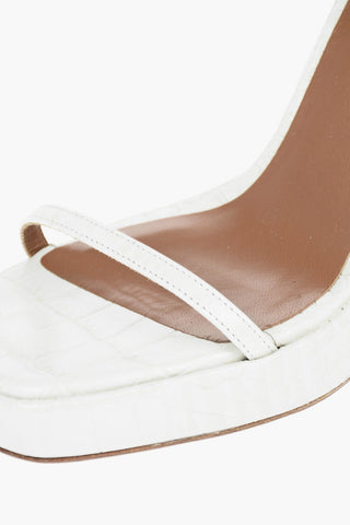 Embossed Crocodile Printed Leather BIANCA Sandals with Ankle Belt 11cm