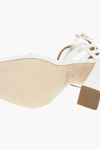 Embossed Crocodile Printed Leather BIANCA Sandals with Ankle Belt 11cm