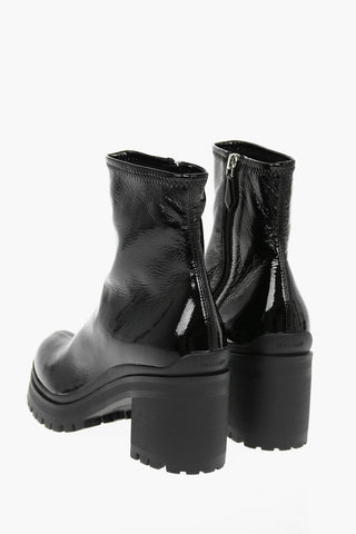 Tech Patent Leather Ankle Boots with Cleated Sole 7,5cm