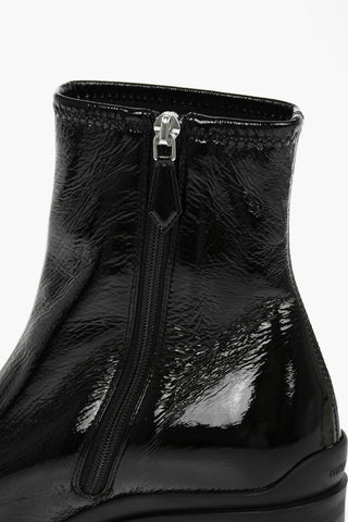 Tech Patent Leather Ankle Boots with Cleated Sole 7,5cm