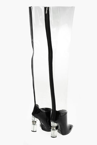 Stivali alla Coscia INNA in Pvc e Vernice con Tacco Scultoreo 11,5cm