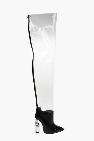 Stivali alla Coscia INNA in Pvc e Vernice con Tacco Scultoreo 11,5cm