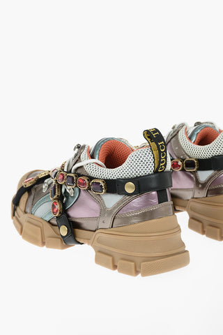Laminated Leather DORA FLASHTREK Sneakers with Removable Jewel Detailing