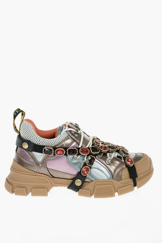 Laminated Leather DORA FLASHTREK Sneakers with Removable Jewel Detailing