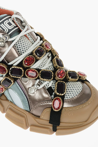 Laminated Leather DORA FLASHTREK Sneakers with Removable Jewel Detailing