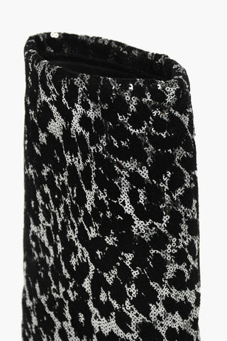 Suede Leather BABETTE Fold-over Booties with Sequined Leopard Lining 10,5cm