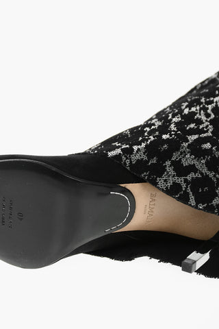 Suede Leather BABETTE Fold-over Booties with Sequined Leopard Lining 10,5cm