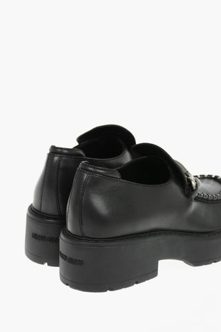 Mocassini in Pelle con Placca Logata e Suola Chunky