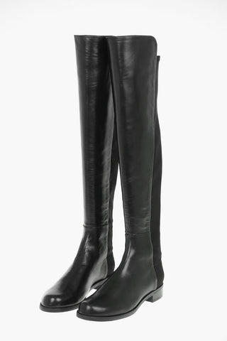 Stretchy Gabardine and Soft Leather LIFT Over-the-knee Boots