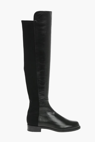 Stretchy Gabardine and Soft Leather LIFT Over-the-knee Boots