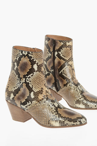 Python Leather Ankle Boots with Side Zip 6,5cm