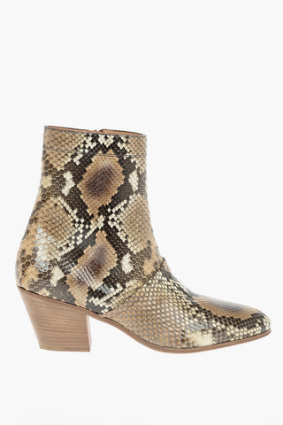 Python Leather Ankle Boots with Side Zip 6,5cm
