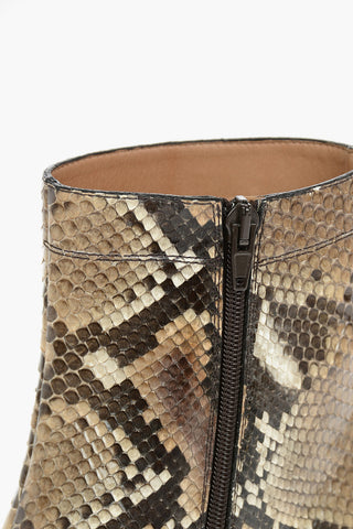 Python Leather Ankle Boots with Side Zip 6,5cm