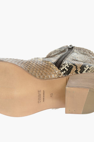 Python Leather Ankle Boots with Side Zip 6,5cm