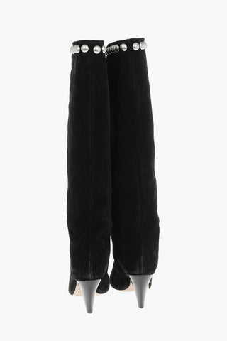 Suede Leather LALLE Knee-high Boots embellished with Studs