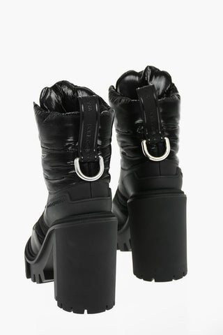 Padded Leather Nylon HIGH TREKKING Booties with Statement Sole 12,5cm