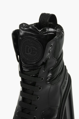 Padded Leather Nylon HIGH TREKKING Booties with Statement Sole 12,5cm