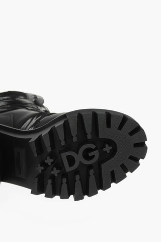 Padded Leather Nylon HIGH TREKKING Booties with Statement Sole 12,5cm