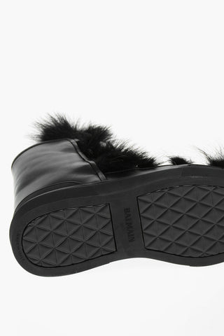 Leather APOLLONIA Combat Boots with Faux Fur Detailing and Buckle
