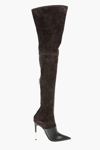 Stretchy Suede AMAZONE Thigh Boots 10cm