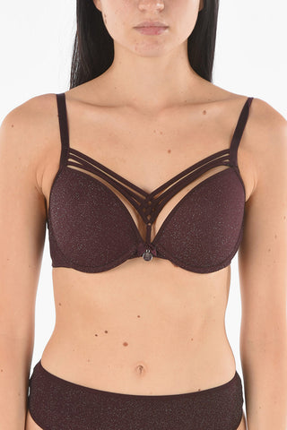 Lace-up Detail Lurex Bra