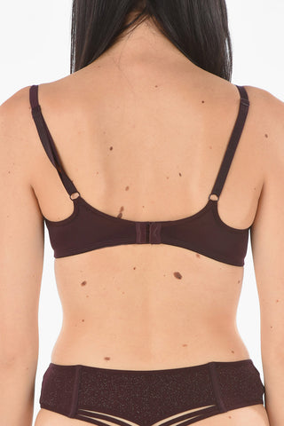 Lace-up Detail Lurex Bra