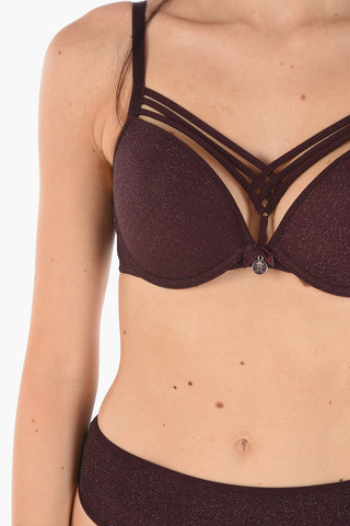 Lace-up Detail Lurex Bra