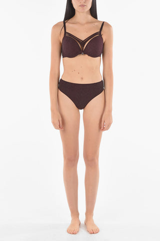 Lace-up Detail Lurex Bra