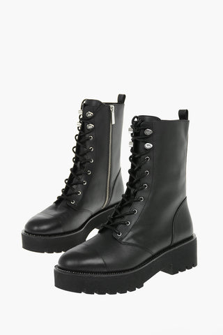 Leather BRYCE Combat Boots With Side Zip