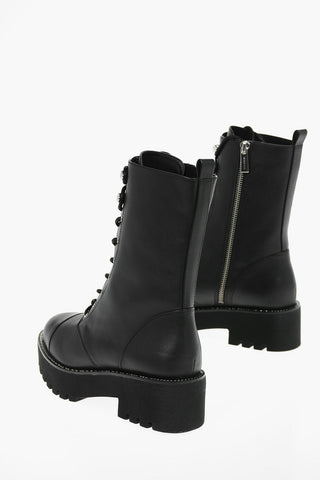 Leather BRYCE Combat Boots With Side Zip