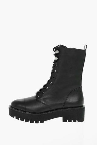 Leather BRYCE Combat Boots With Side Zip