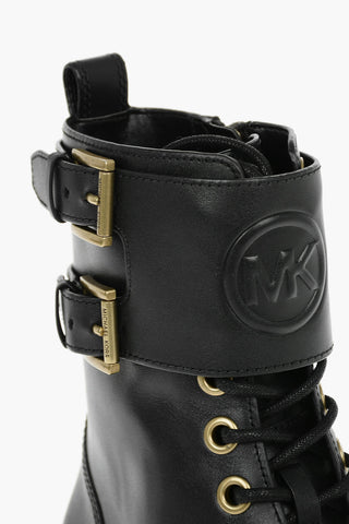 Logoed Leather RIDLEY Boots With Double Buckles
