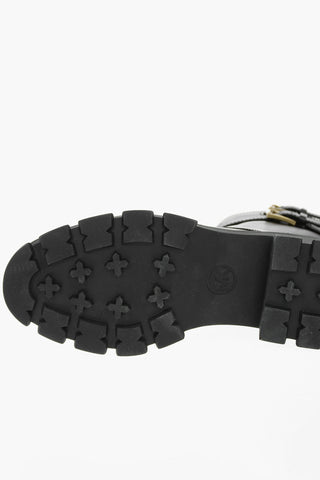 Logoed Leather RIDLEY Boots With Double Buckles