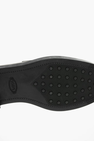 Cracked Leather Loafers Metallic Effect
