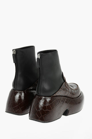 Printed Leather Boots With Wedge