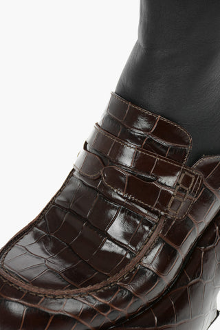 Printed Leather Boots With Wedge
