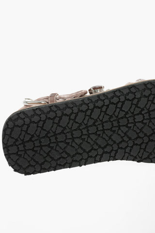Velvet Sandals With Crystals