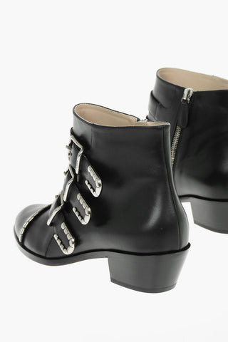 Pointed Leather IDOL Boots With Buckles