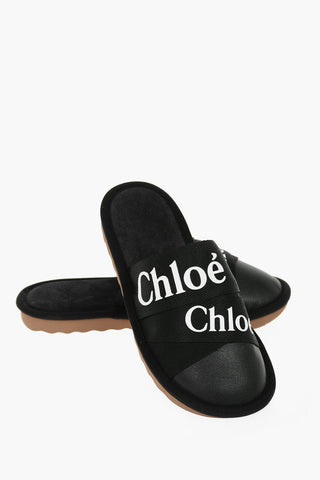 Logoed Canvas and Leather WOODY Slippers