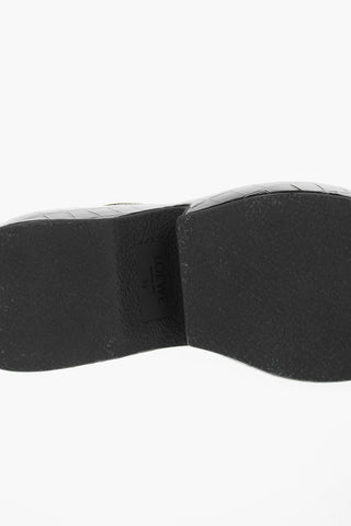 Mocassini In Pelle Stampata Con Zeppa E Tallone Ripiegabile