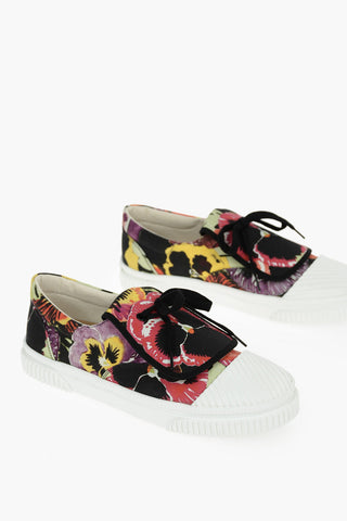 Sneakers In Tessuto Stampato Con Patta Frontale